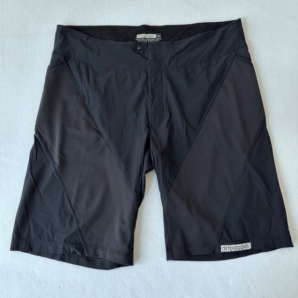 Dirtbaggies Mens Mountain Bike Shell Shorts Size 38 Black Tethers Stretch
